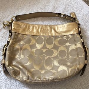 🐎COACH METALLIC 🐎 ZOE  GOLD LARGE BAG